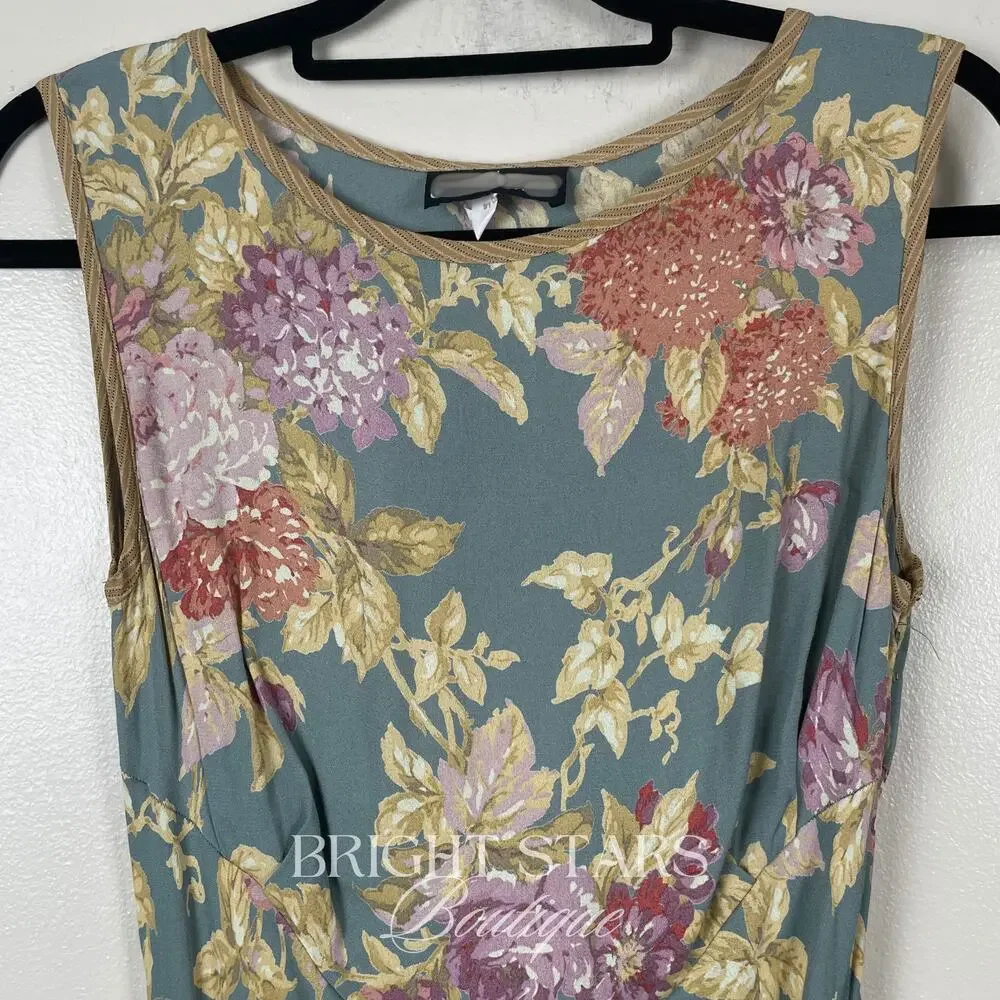 Super Rare Floral Maxi Dress ALT ASO Phoebe Buffay Friends Green Sleeveless VTG